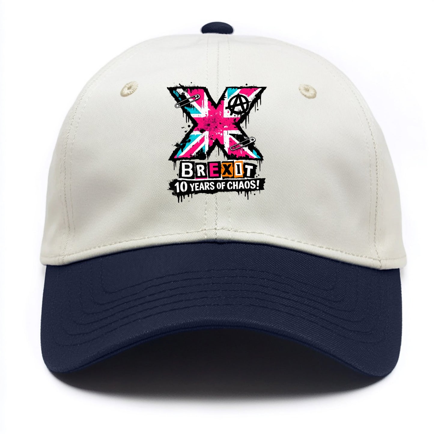 X YEARS | Roman numeral X massive | Union Jack fill pattern | Bold statement design - Two Tone Cap - Navy