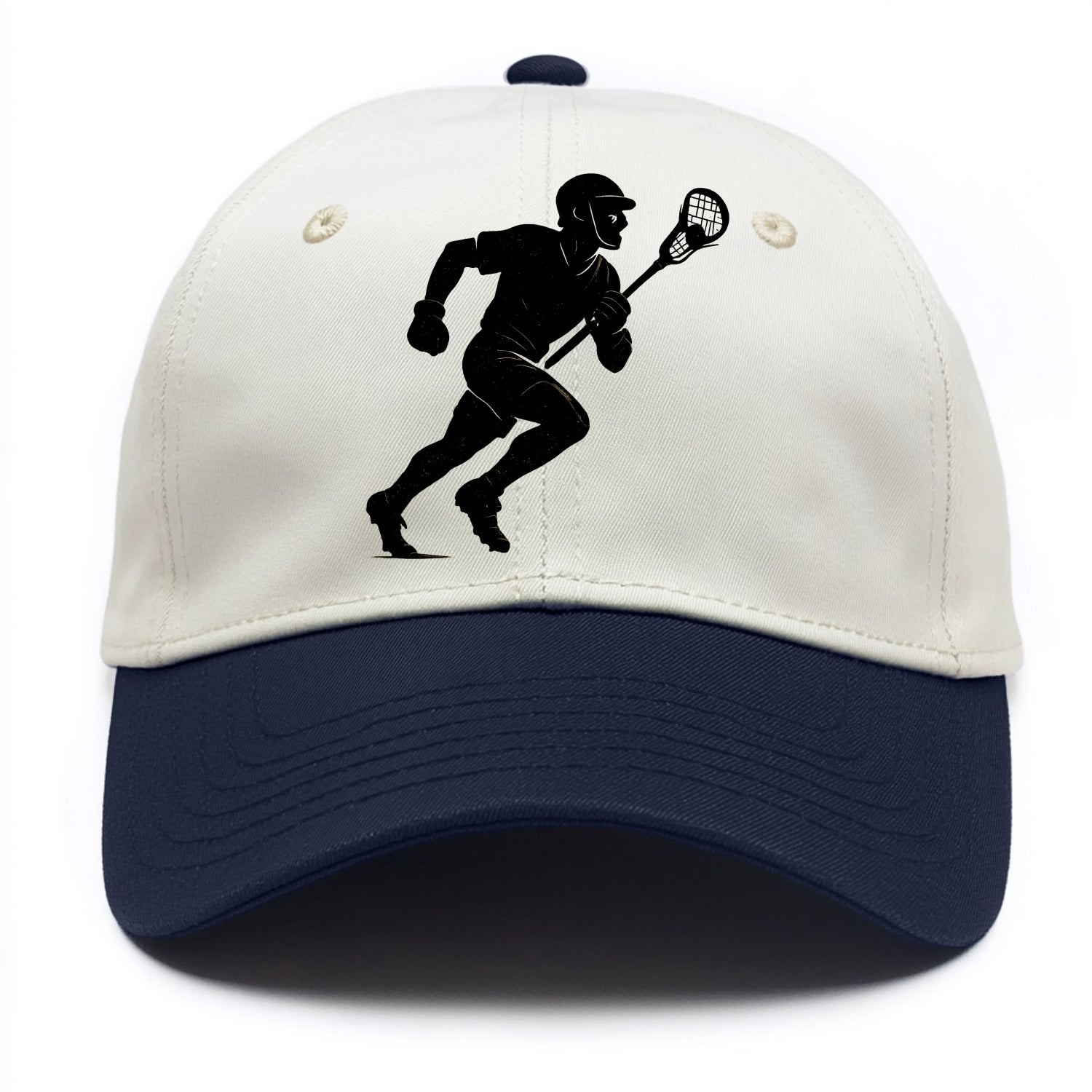 Lacrosse player cradling and running - Two Tone Cap - Navy