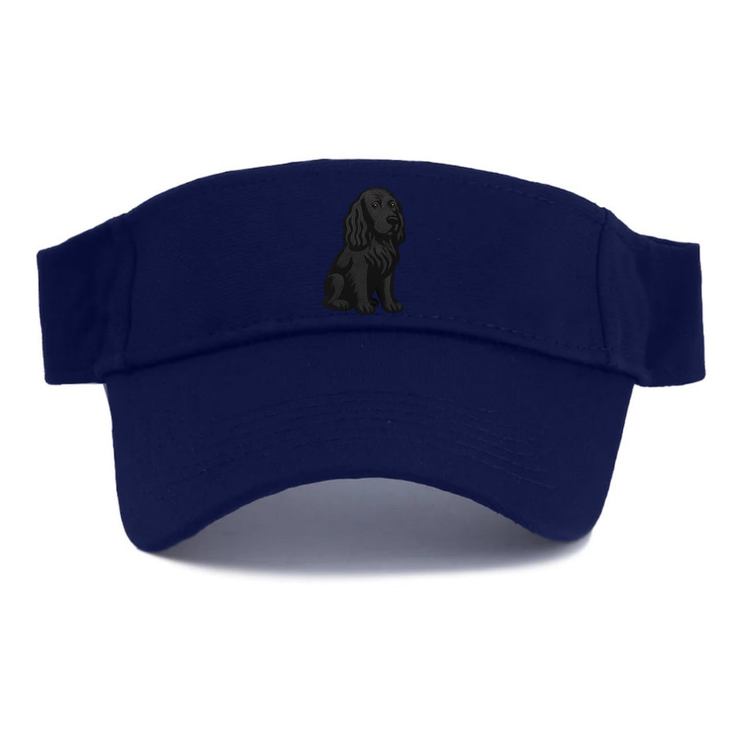 Field Spaniel - Black silky coat embroidered pose - Visor - Navy