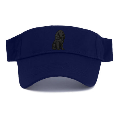 Field Spaniel - Black silky coat embroidered pose - Visor - Navy