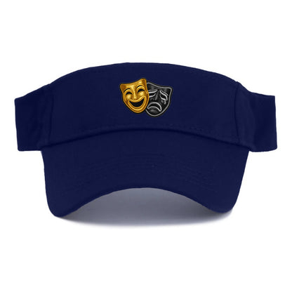 BROADWAY MASKS - comedy tragedy masks in gold and black , theater - Visor - Navy