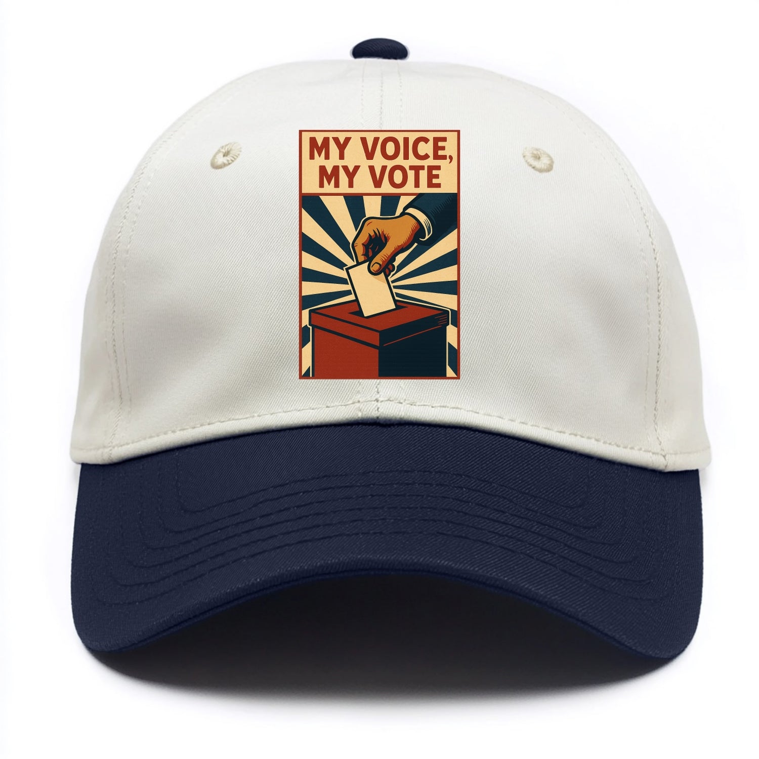Hand dropping ballot into box with determination - "My Voice, My Vote" - individual - Two Tone Cap - Navy
