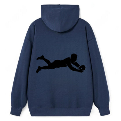 Rugby player diving for try - Classic Pullover Hoodie - Navy