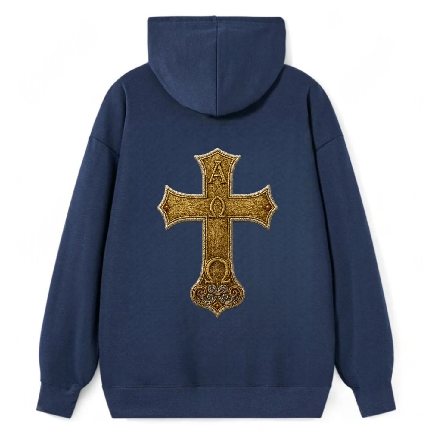 Alpha Omega Cross  - Classic Pullover Hoodie - Navy