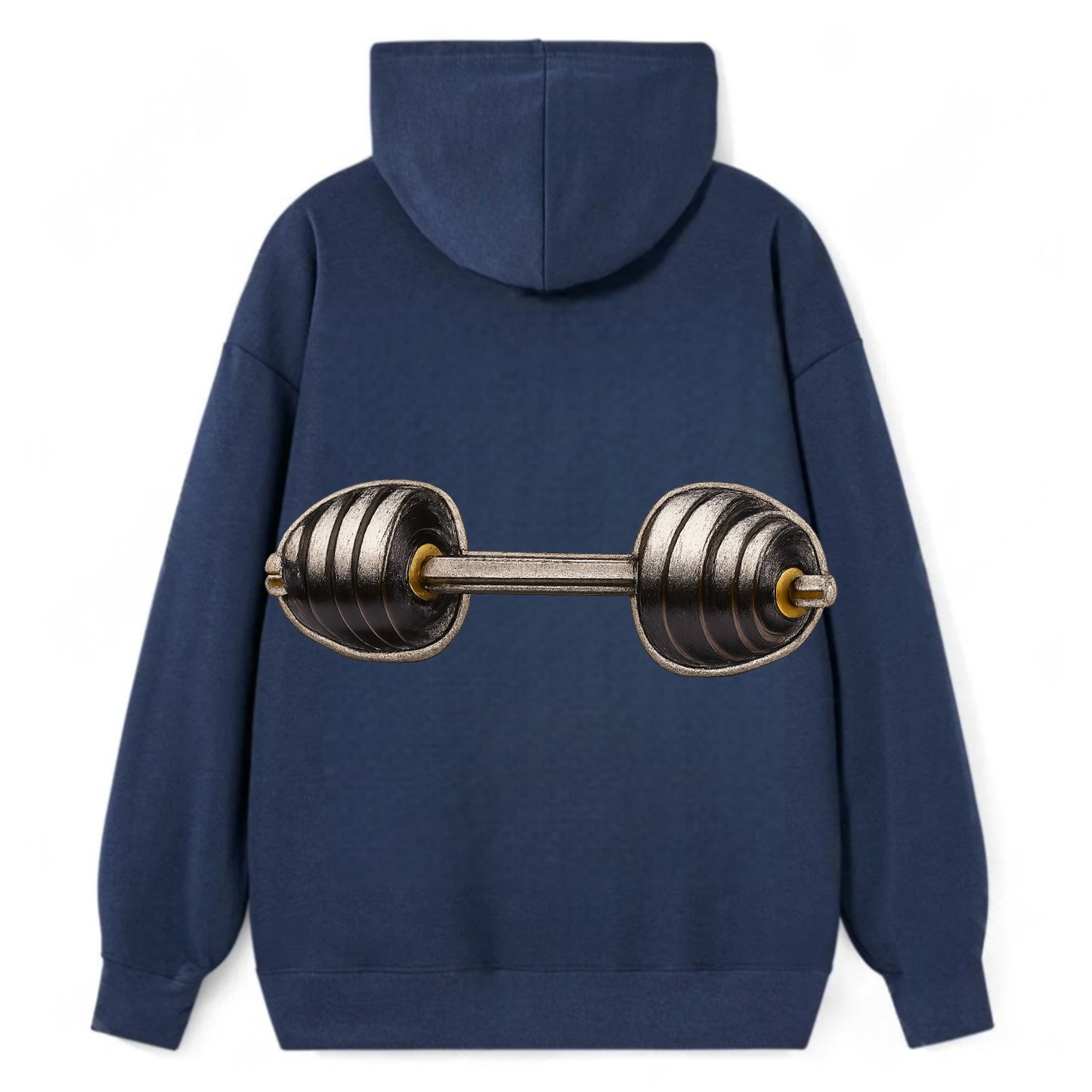 WEIGHTLIFTING BARBELL - heavy barbell with plates in silver and black , - Classic Pullover Hoodie - Navy
