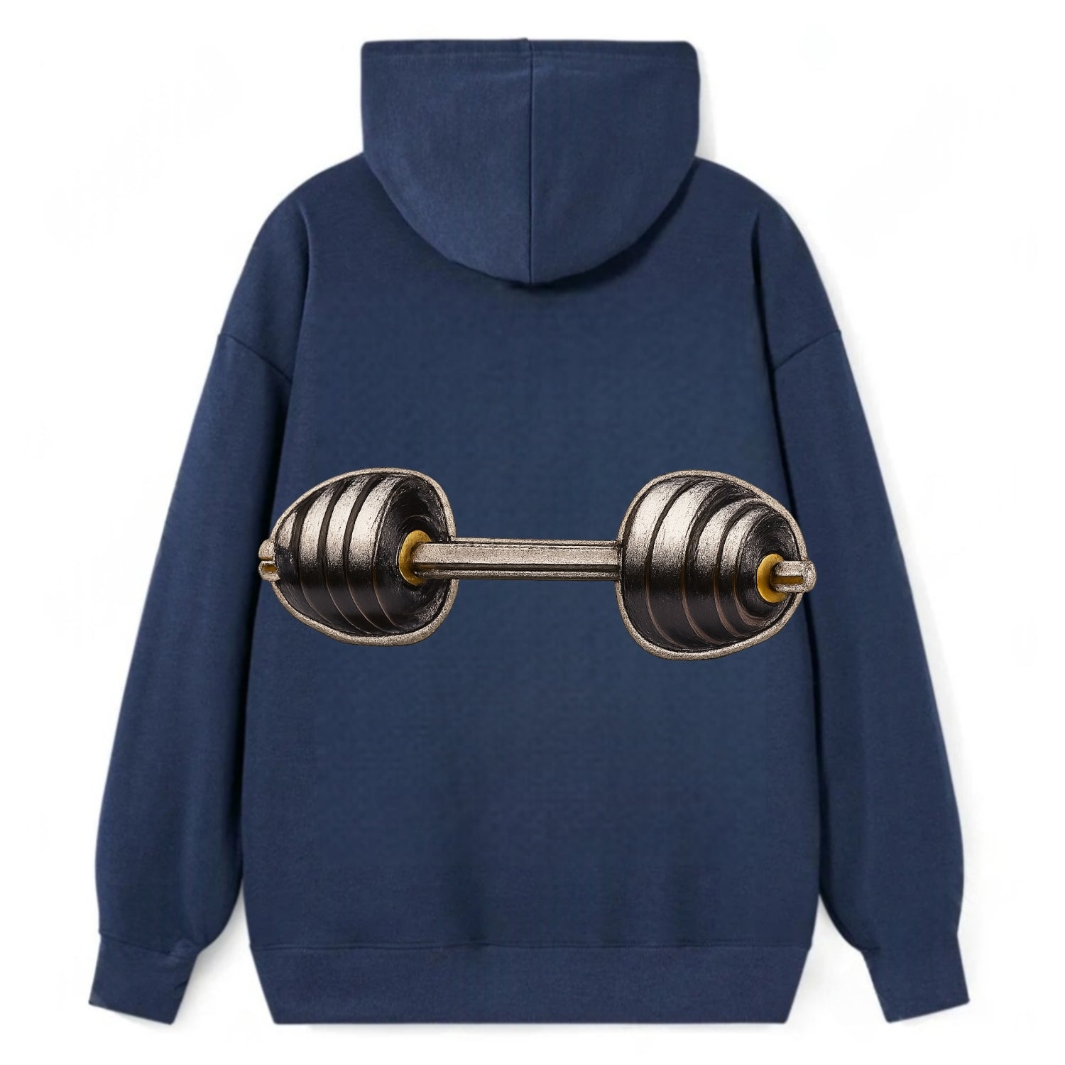WEIGHTLIFTING BARBELL - heavy barbell with plates in silver and black , - Classic Pullover Hoodie - Navy