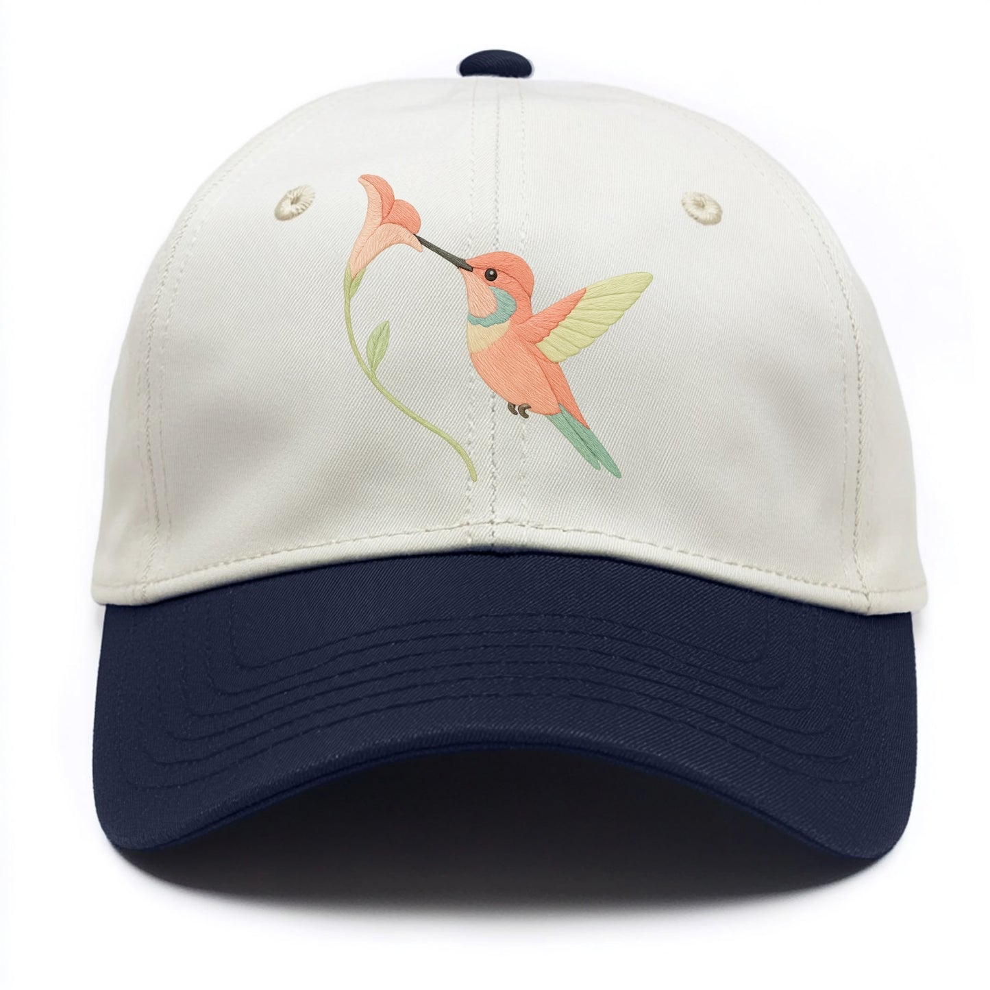 Coral Hummingbird - Two Tone Cap - Navy