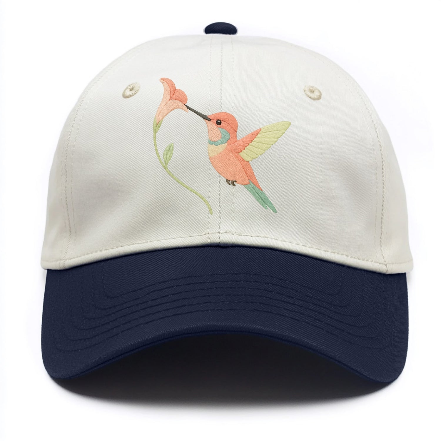 Coral Hummingbird - Two Tone Cap - Navy