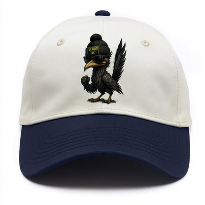 Vegas Roadrunner wearing Raiders beanie with neon patch and wayfarer sunglasses - Two Tone Cap - Navy
