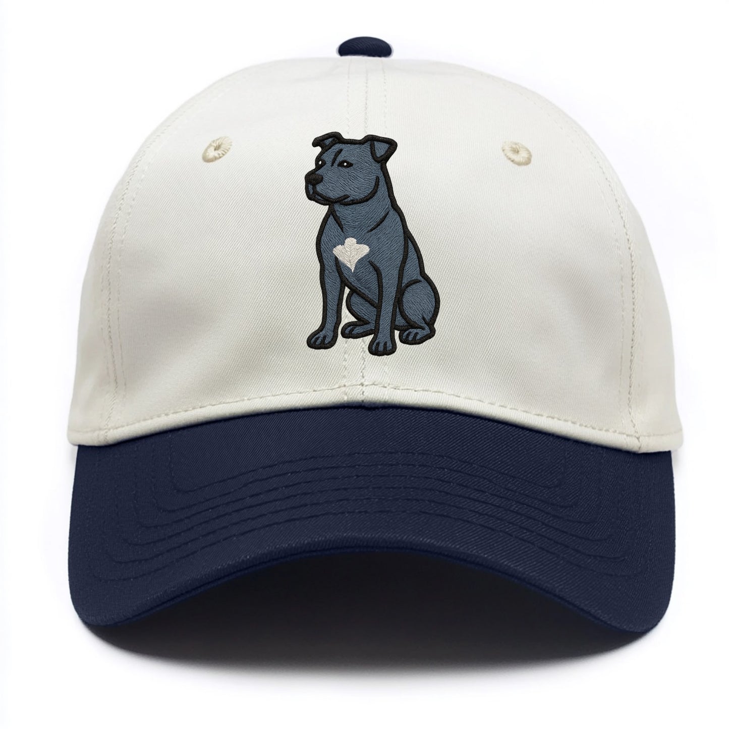 American Staffordshire Terrier - Blue embroidered design - Two Tone Cap - Navy