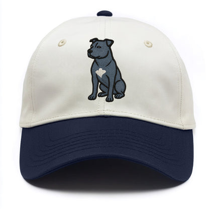 American Staffordshire Terrier - Blue embroidered design - Two Tone Cap - Navy