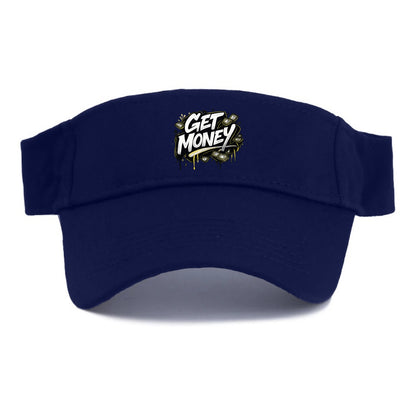 Bold typography design - "GET MONEY" - pursuit of wealth, earning - Visor - Navy