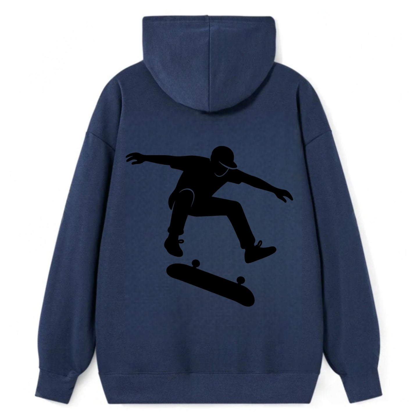 Skateboarder doing kickflip trick - Classic Pullover Hoodie - Navy