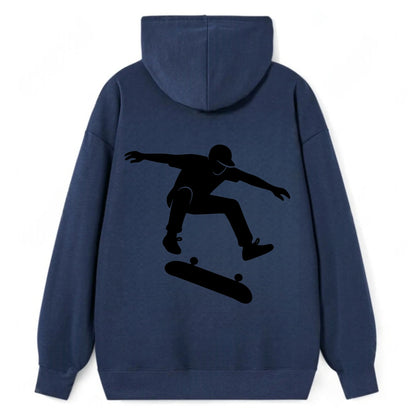 Skateboarder doing kickflip trick - Classic Pullover Hoodie - Navy