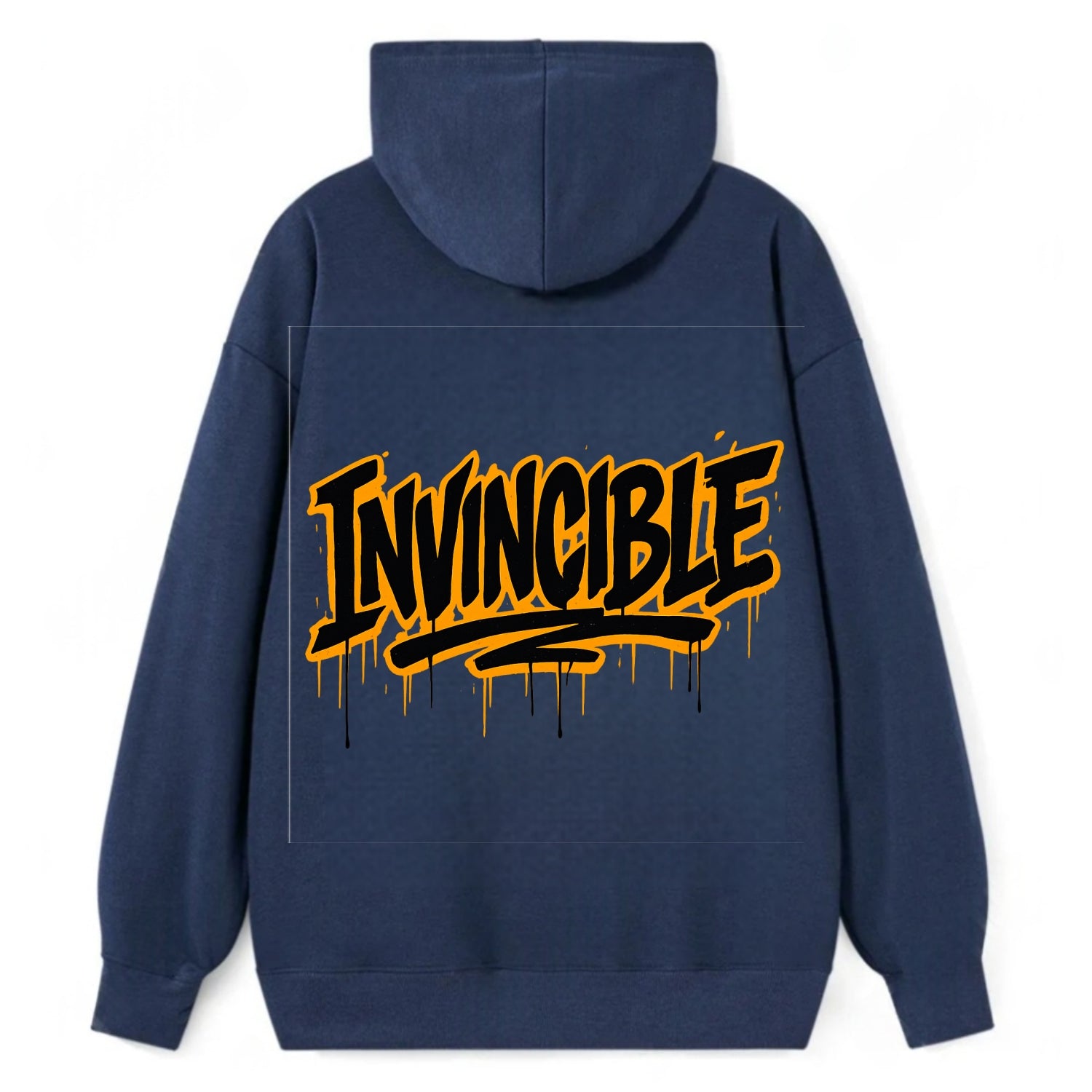 Bold typography design - "INVINCIBLE" - cannot be defeated, unconquerable - Classic Pullover Hoodie - Navy