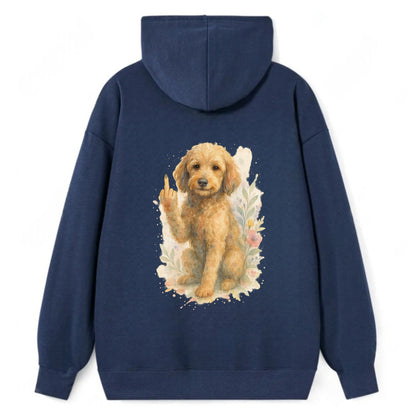 Labradoodle hypoallergenic with wavy coat, intelligent eyes, paw raised - Classic Pullover Hoodie - Navy