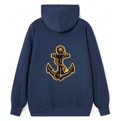 ANCHOR ROPE - classic anchor with rope in navy and gold , sailor - Classic Pullover Hoodie - Navy