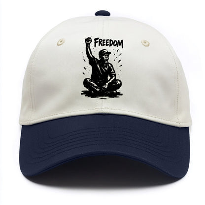 Sit-in protest figure - civil disobedience ink art - Two Tone Cap - Navy