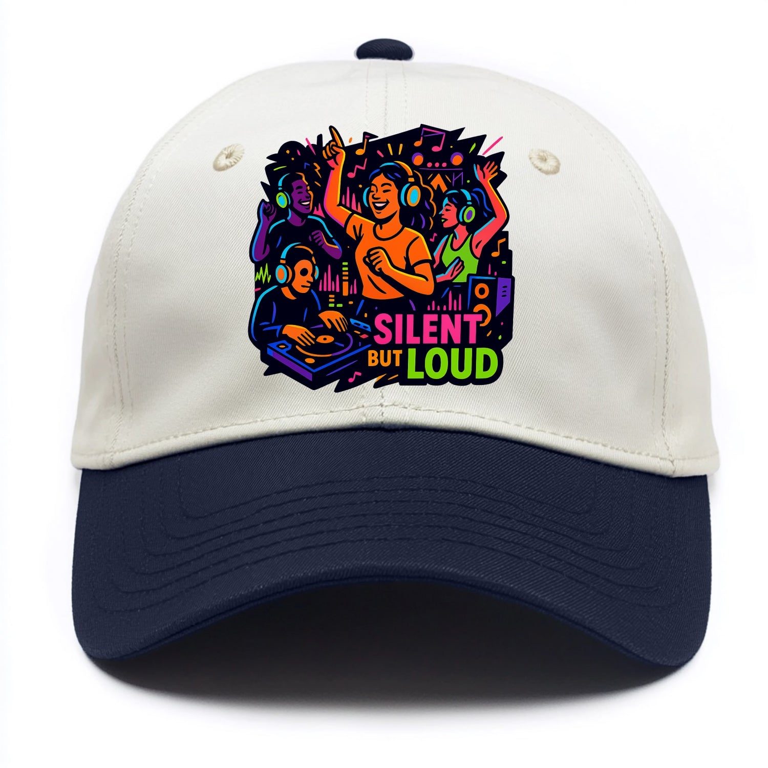 Silent disco dancers with glowing headphones - "Silent But Loud" - unique concert - Two Tone Cap - Navy
