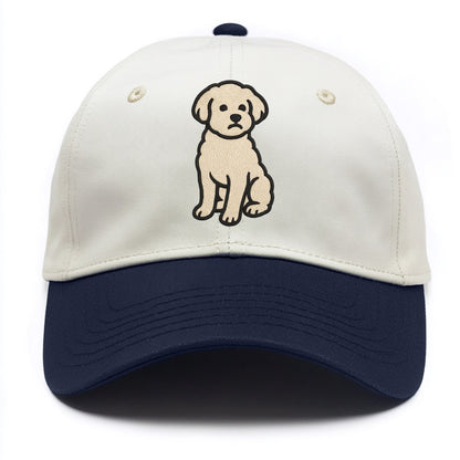 Maltipoo - White curly sitting pose - Two Tone Cap - Navy