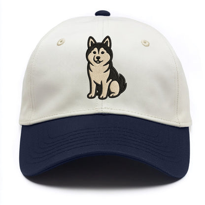 Pomsky - Pomeranian-Husky mix sitting po Two Tone Cap - Navy