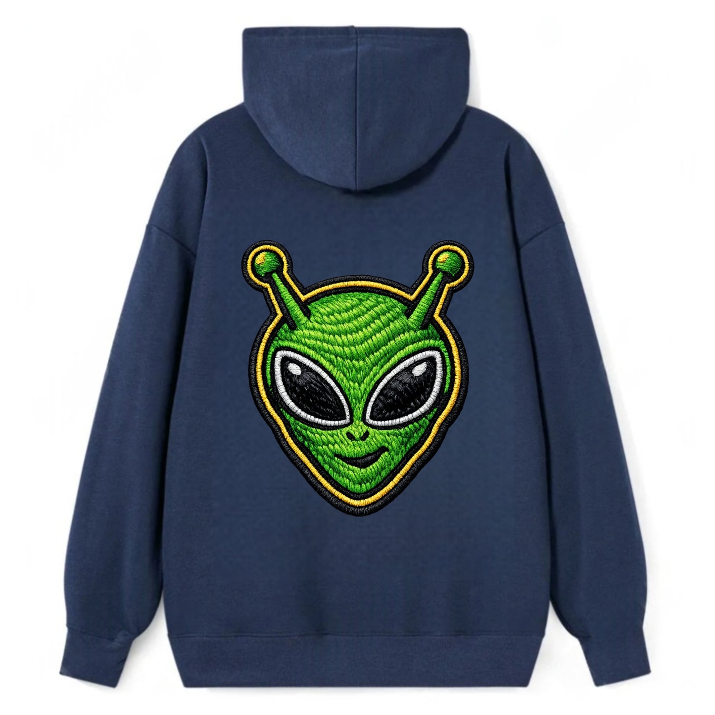 ALIEN MARTIAN - green alien with antenna in green , little green man - Classic Pullover Hoodie - Navy