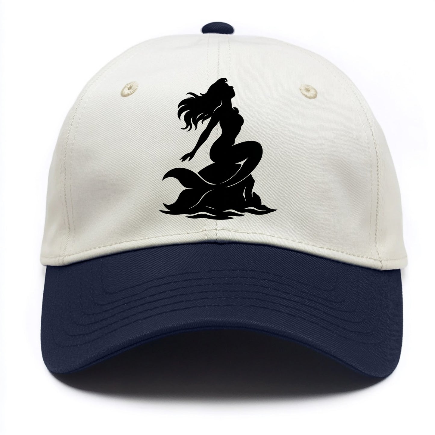 Mermaid on ocean rock - Two Tone Cap - Navy