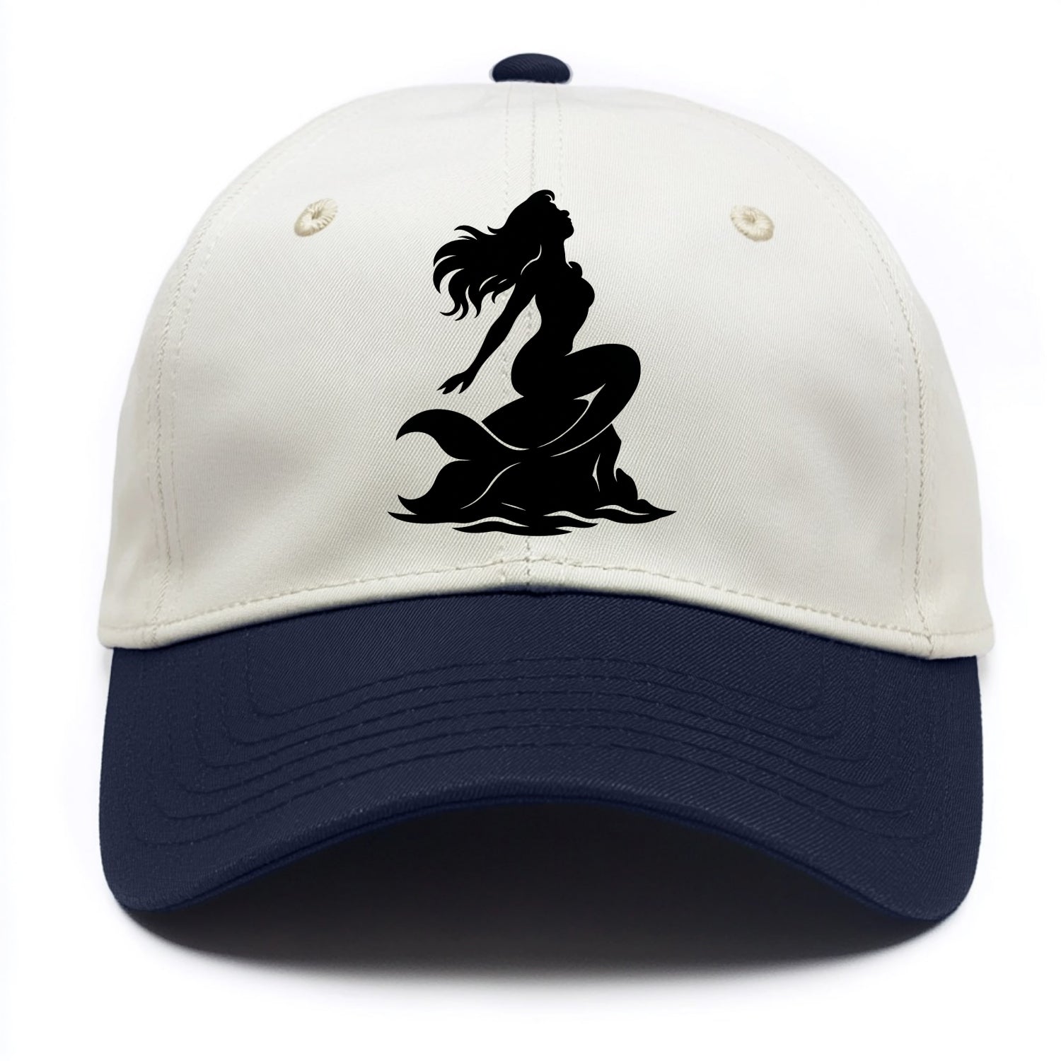 Mermaid on ocean rock - Two Tone Cap - Navy