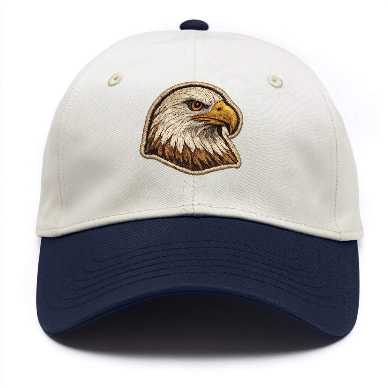 EAGLE HEAD PROFILE - majestic bald eagle in brown, white and gold , American pride - Two Tone Cap - Navy