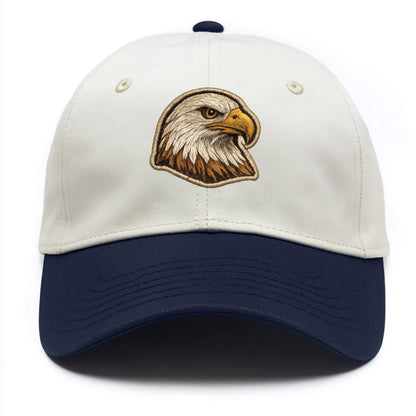 EAGLE HEAD PROFILE - majestic bald eagle in brown, white and gold , American pride - Two Tone Cap - Navy