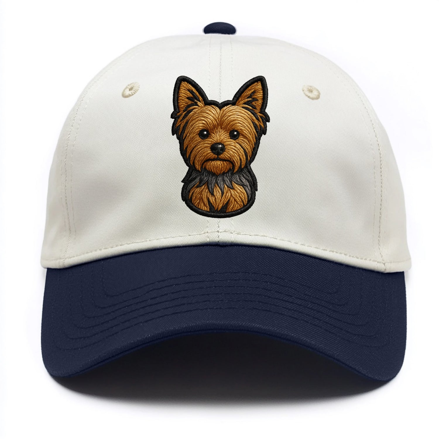 Yorkshire Terrier - Modern tiny dog logo - Two Tone Cap - Navy