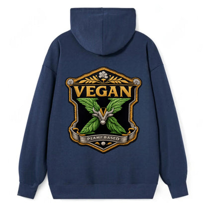 VEGAN X - plant-based symbol in green , animal rights - Classic Pullover Hoodie - Navy