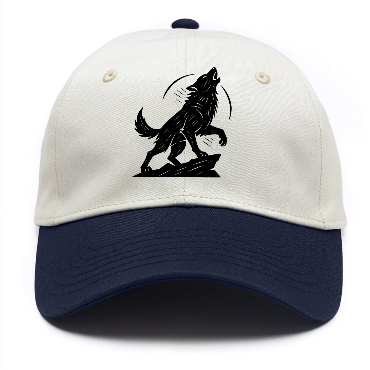 Wolf howling at full moon - Two Tone Cap - Navy