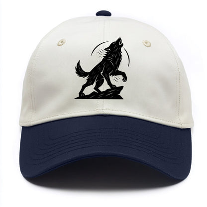 Wolf howling at full moon - Two Tone Cap - Navy