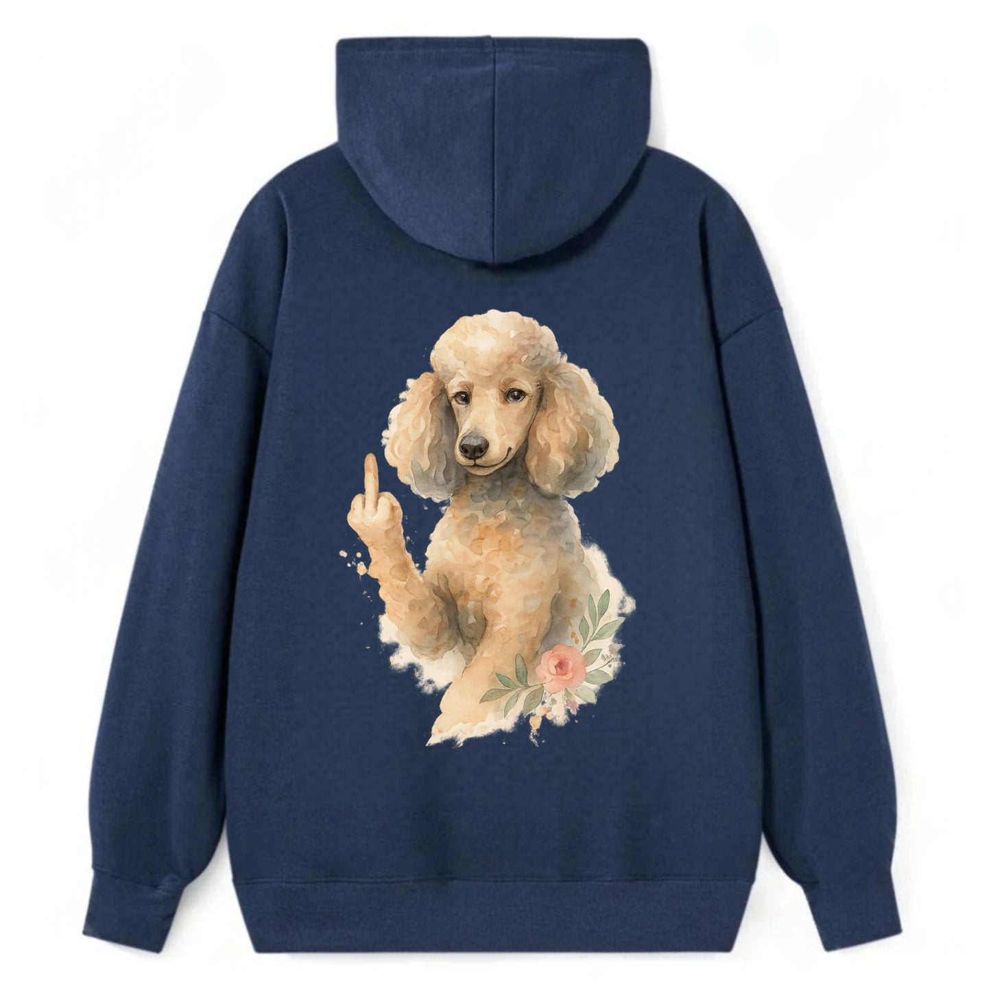 Standard Poodle with curly styled coat, intelligent face, fancy paw - Classic Pullover Hoodie - Navy