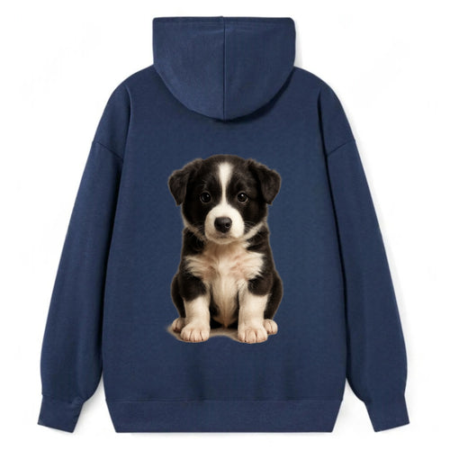 Baby Border Collie Puppy - black and white, intense smart eyes, athletic - Classic Pullover Hoodie