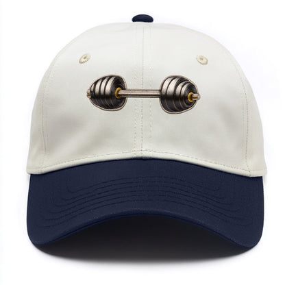 Embroidered patch design - WEIGHTLIFTING BARBELL - heavy barbell with plates in - Two Tone Cap - Navy
