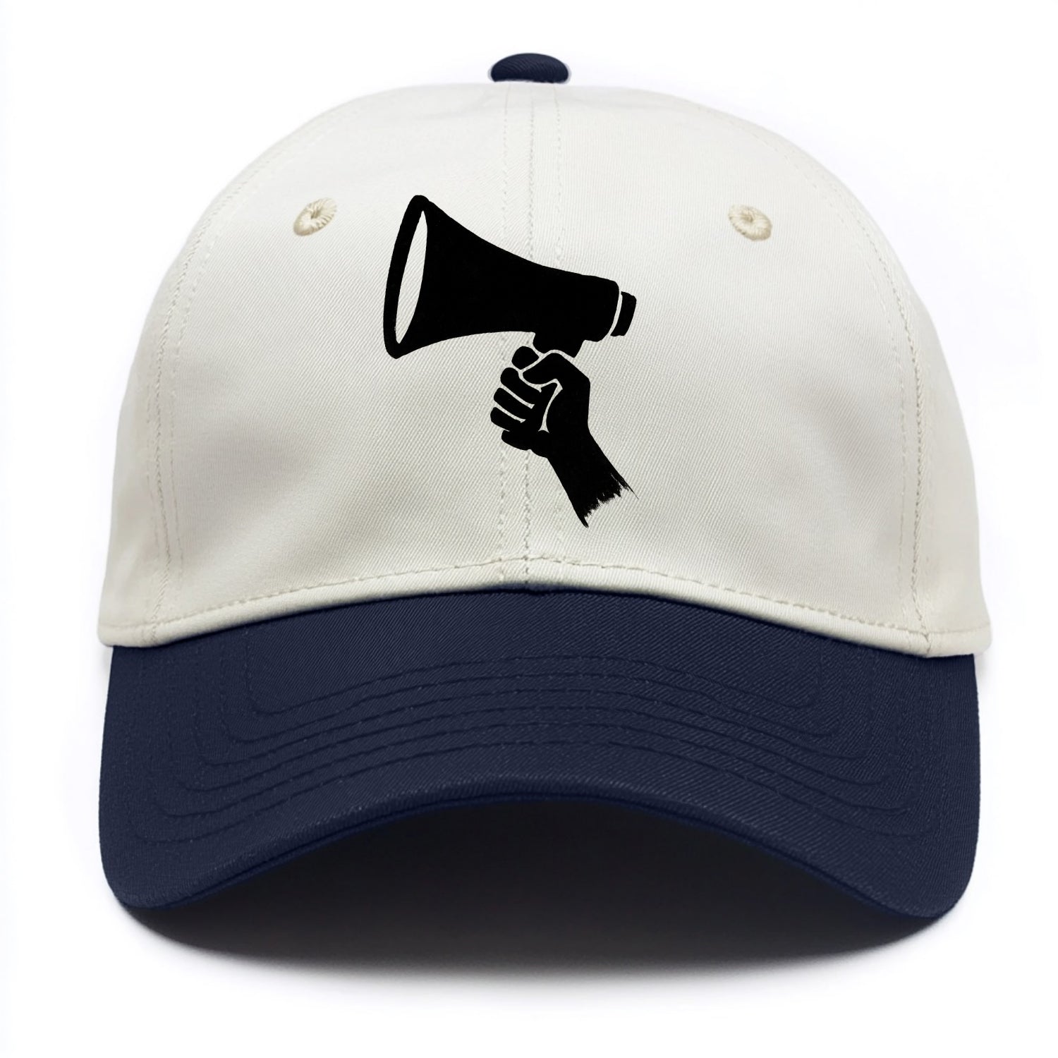 Megaphone silhouette - voice and protest ink brushwork - Two Tone Cap - Navy