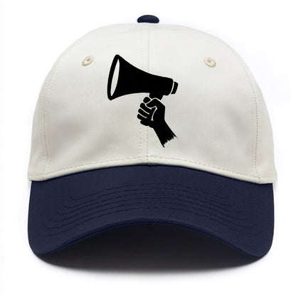 Megaphone silhouette - voice and protest ink brushwork - Two Tone Cap - Navy