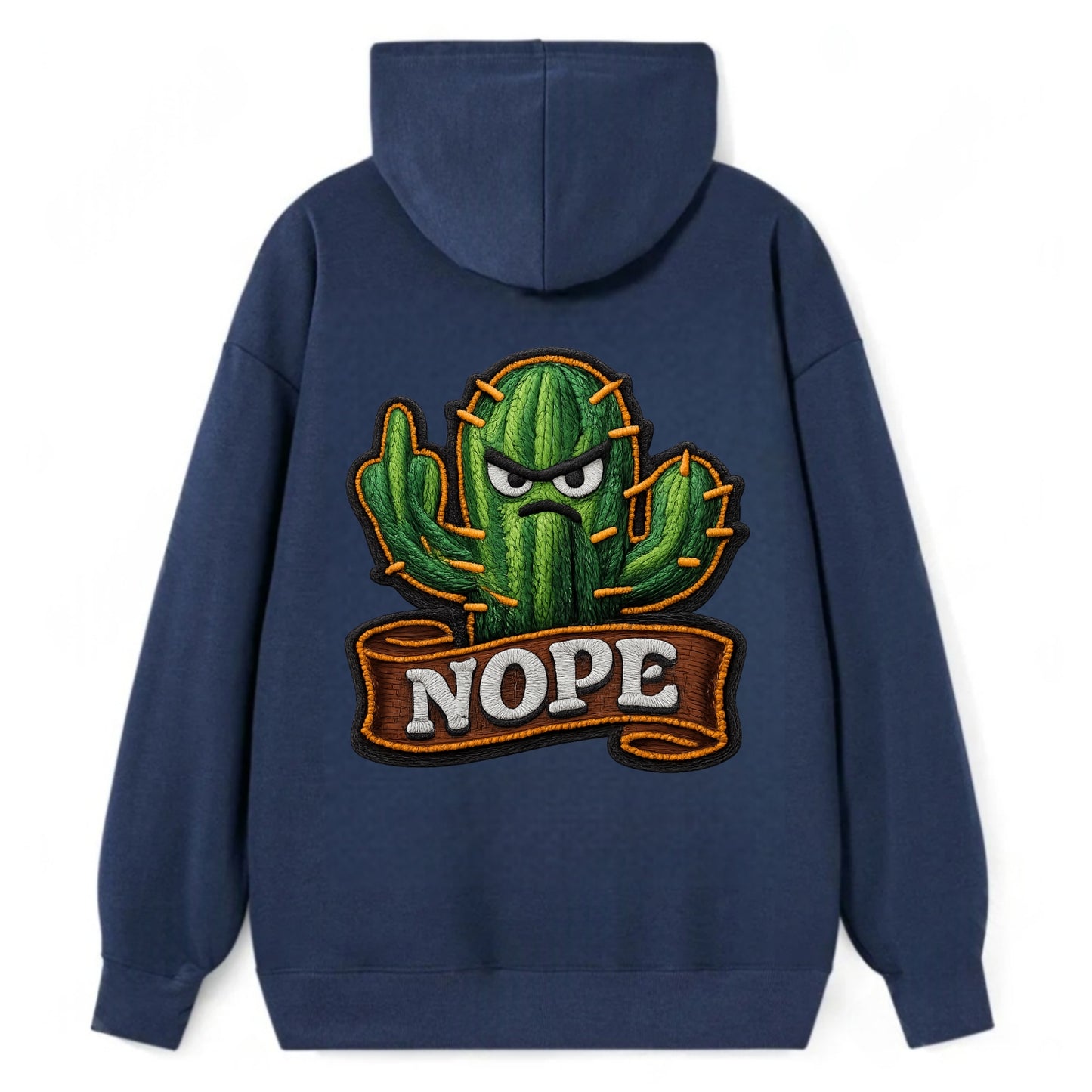 NOPE CACTUS - cactus with attitude in green , prickly personality - Classic Pullover Hoodie - Navy