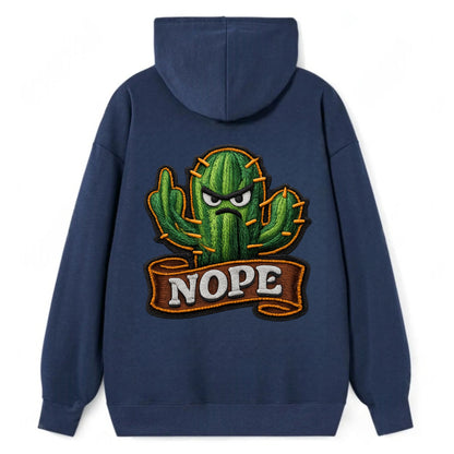 NOPE CACTUS - cactus with attitude in green , prickly personality - Classic Pullover Hoodie - Navy