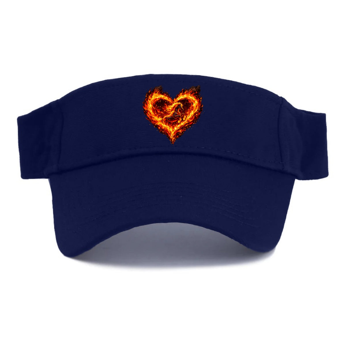 HEART OF FIRE | Flaming heart with horse silhouette inside | Passion embodied | Love and - Visor - Navy