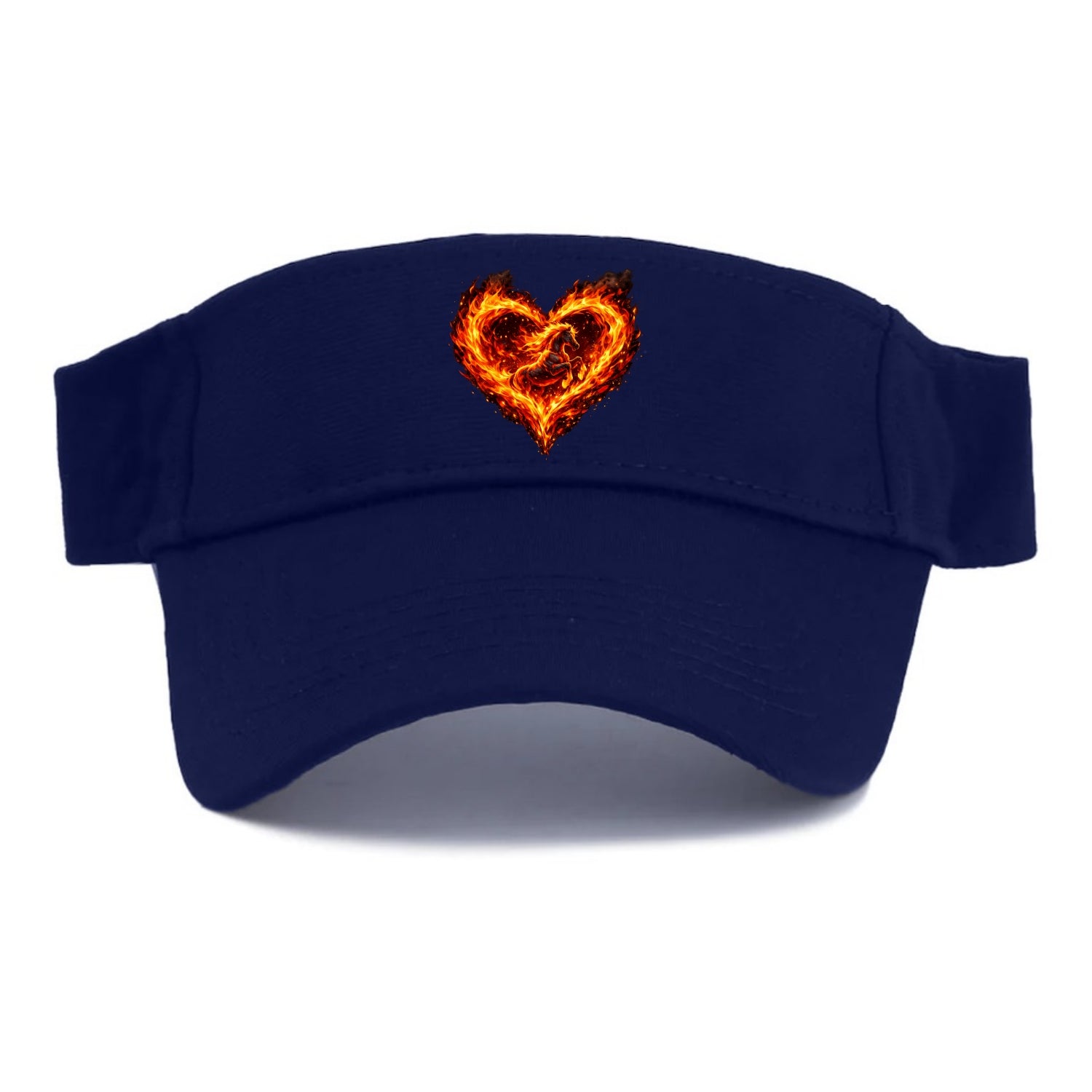 HEART OF FIRE | Flaming heart with horse silhouette inside | Passion embodied | Love and - Visor - Navy