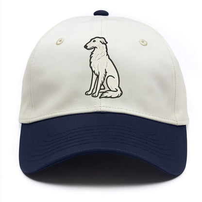 Borzoi - White embroidered sitting pose - Two Tone Cap - Navy