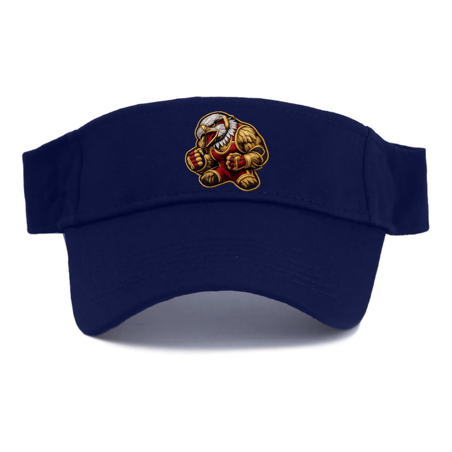 Embroidered patch design - WRESTLING EAGLE - fierce eagle with wrestling singlet in gold - Visor - Navy