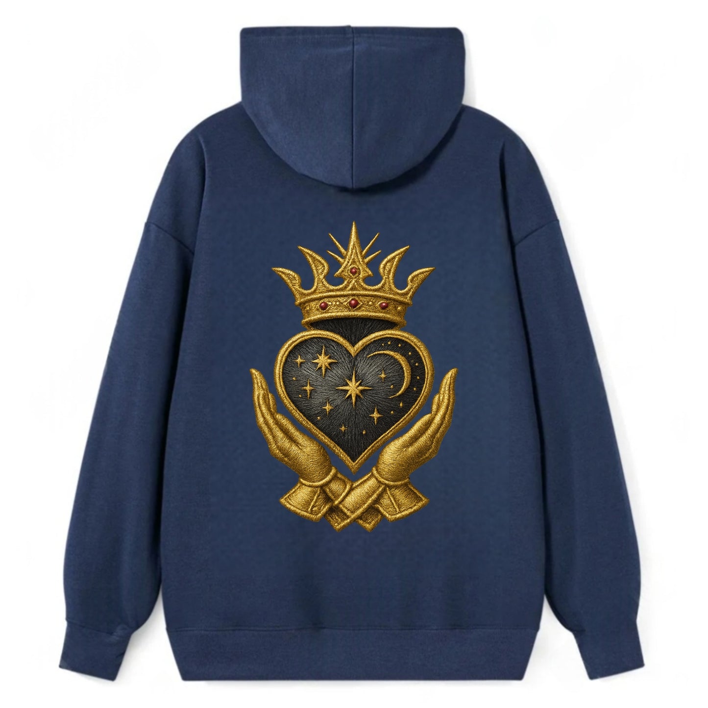 Hammered bronze warrior crown anchoring a dark steel heart with - Classic Pullover Hoodie - Navy
