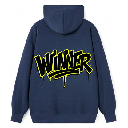 Bold typography design - "WINNER" - victorious mindset, champion - Classic Pullover Hoodie - Navy