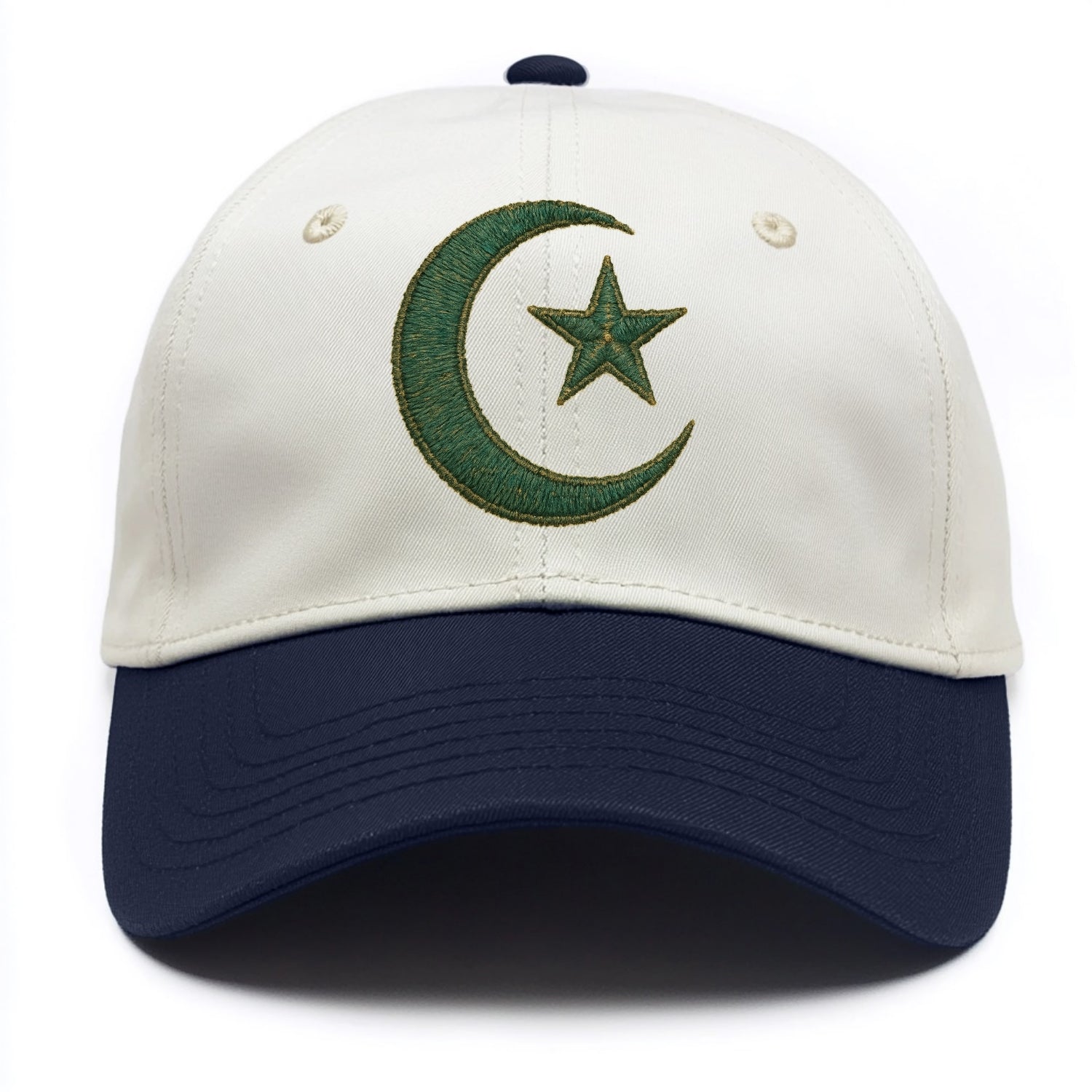 Crescent Moon and Star - Two Tone Cap - Navy