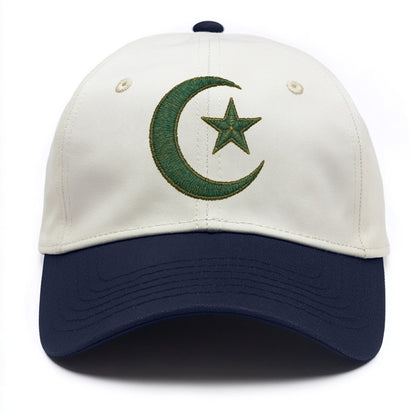 Crescent Moon and Star - Two Tone Cap - Navy