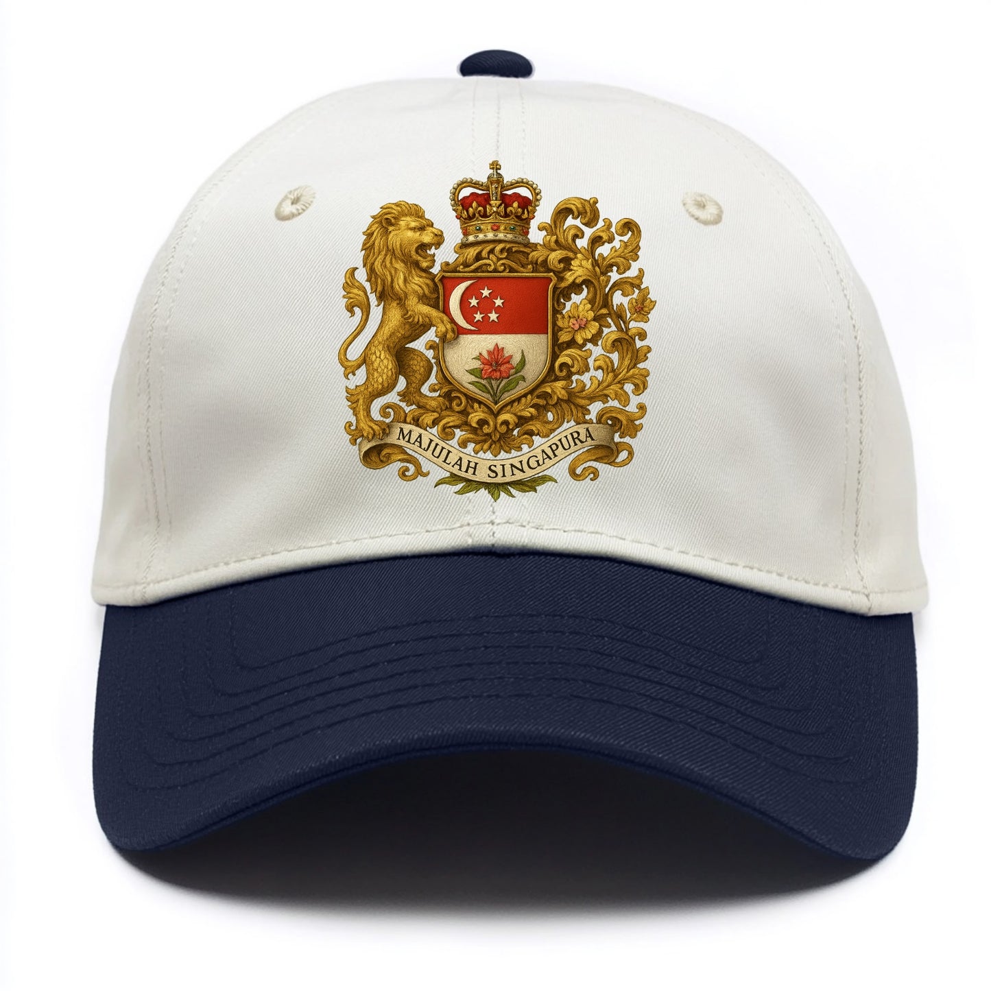 Singapore Merlion Emblem  - Two Tone Cap - Navy